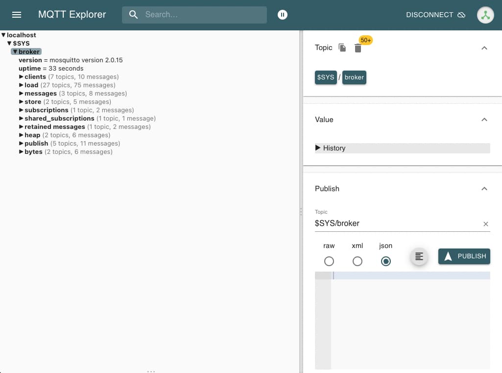 SYS topics MQTT explorer
