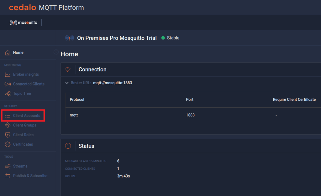 Management Center for Mosquitto web UI