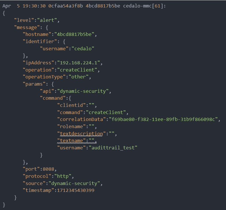 MMC’s audit trail log record