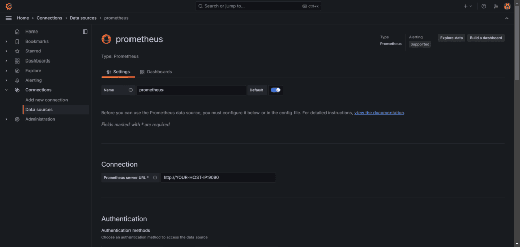 Prometheus data source configuration
