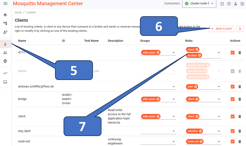 Assigning roles/ACL to existing or new clients