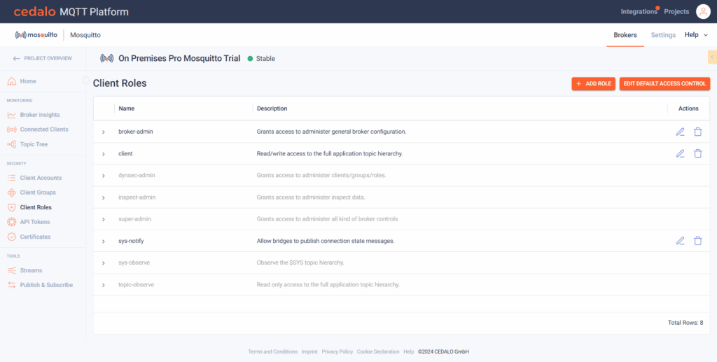 "Client Roles" section to check available client roles.