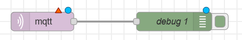 First demonstration setup comprises only a "MQTT-in" and a "Debug" node