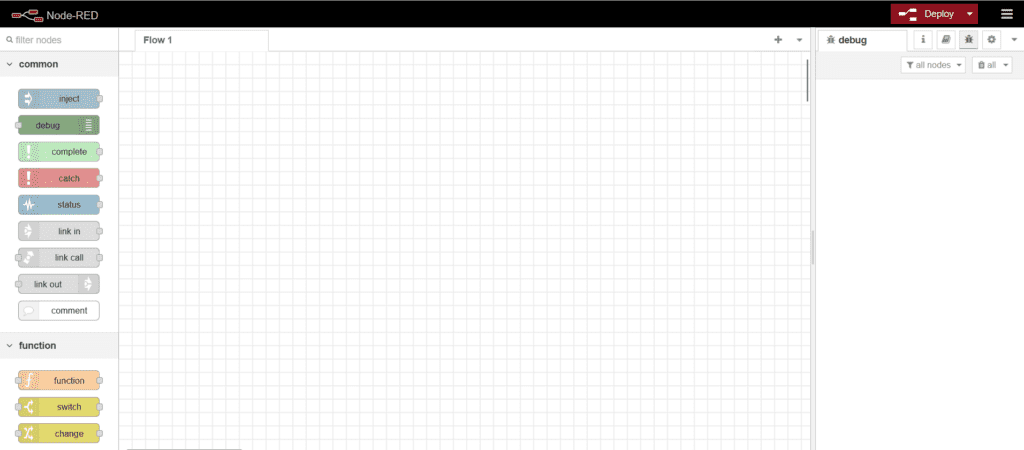 Node-RED configuration panel window