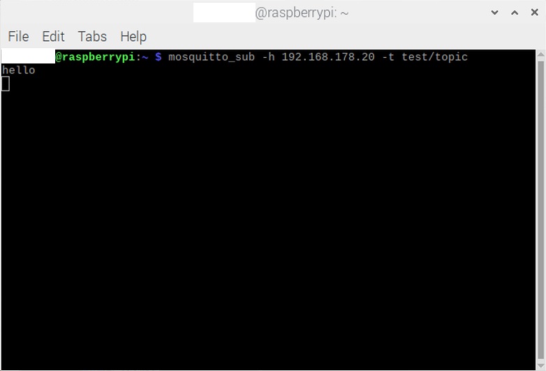 Published message received by subscriber on Raspberry Pi